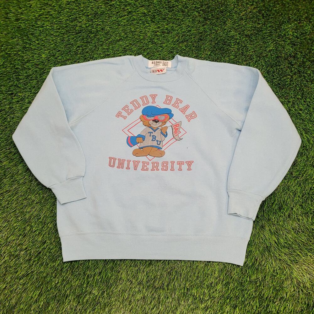 Vintage Teddy-Bear University Sweatshirt Womens XL 22x23 Blue